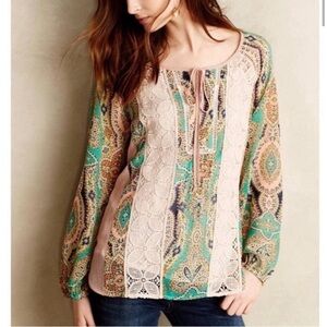 Meadow Rue  Anthropologie Boho peasant blouse size M